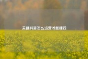 关健抖音怎么运营才能赚钱