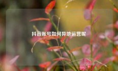 抖音账号如何异地运营呢