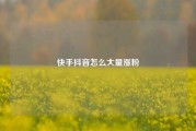 快手抖音怎么大量涨粉