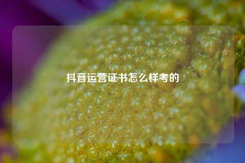抖音运营证书怎么样考的