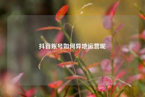 抖音账号如何异地运营呢