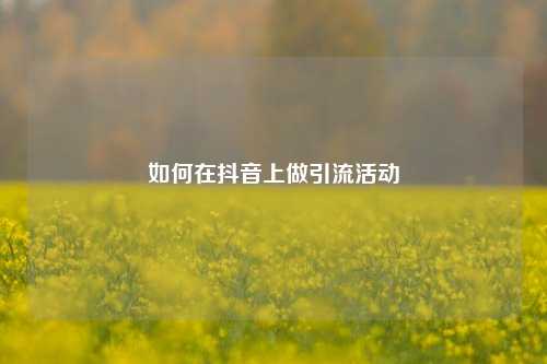 如何在抖音上做引流活动