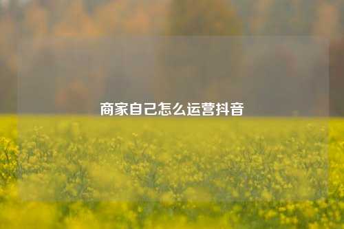商家自己怎么运营抖音